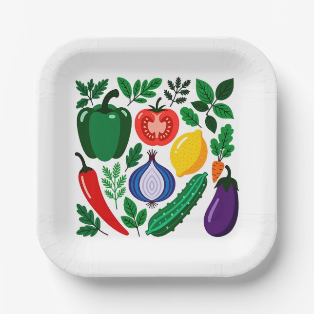 Vegetable pattern pappteller (Vorderseite)