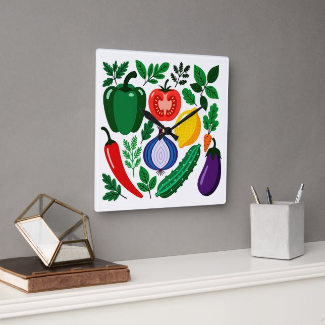 Vegetable pattern quadratische wanduhr (Büro)