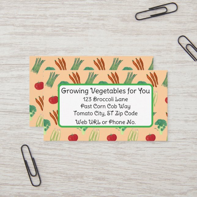 Vegetable Themed Custom Business Cards Visitenkarte (Vorderseite/Rückseite Beispiel)