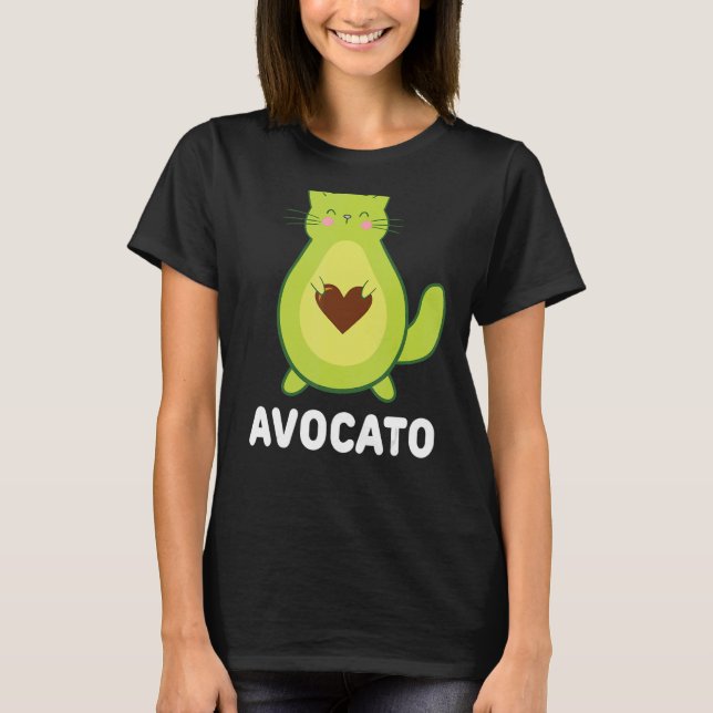 Vegetarian Cat Avocado Avocat Avogato Avocato Katz T-Shirt (Vorderseite)