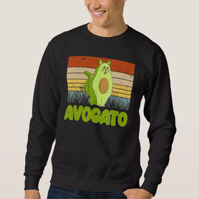 Vegetarian Cat Avogato Veggie Hangover Avocado Vin Sweatshirt (Vorderseite)