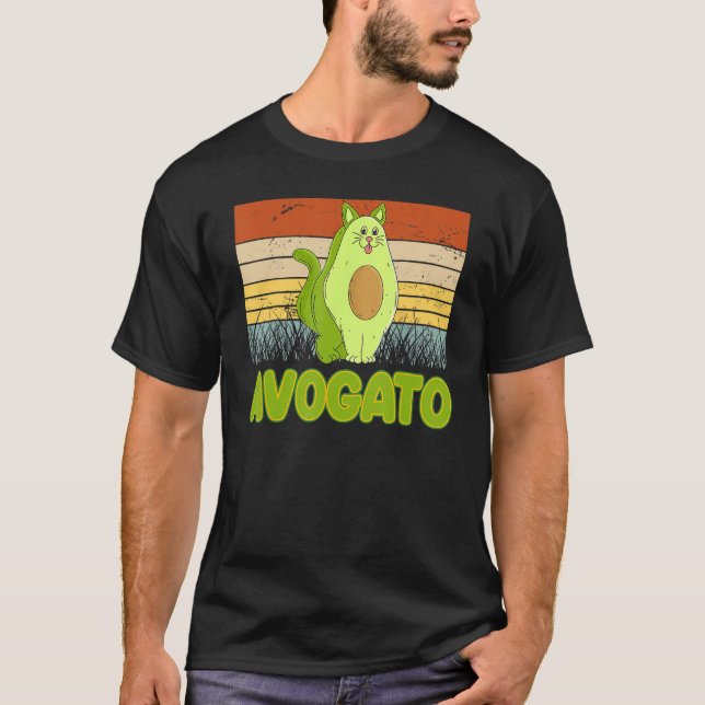 Vegetarian Cat Avogato Veggie Hangover Avocado Vin T-Shirt (Vorderseite)