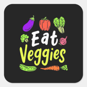 Vegetarian Eat Veggies Quadratischer Aufkleber