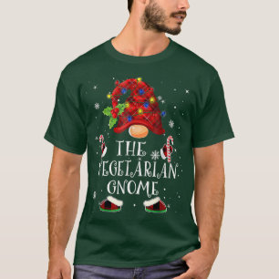 Vegetarian Gnome Buffalo Karierter Weihnachtsbaum T-Shirt