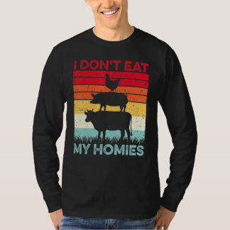 Vegetarian I Don't Eat My Homies  Vegan Retro T-Shirt