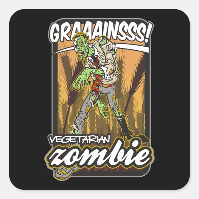 Vegetarian Zombie Quadratischer Aufkleber (Vorderseite)