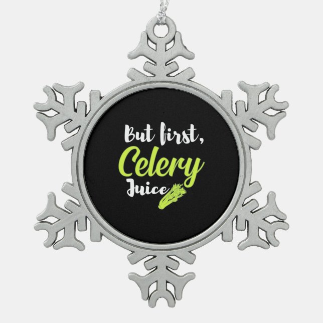 Vegetarier, aber erster Saft Schneeflocken Zinn-Ornament (Vorderseite)