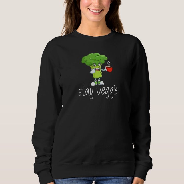 Vegetarier Broccoli Veganer Kaffee Morgencup Sweatshirt (Vorderseite)