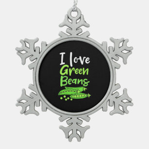 Vegetarier I Liebe Grüne Bohnen Schneeflocken Zinn-Ornament