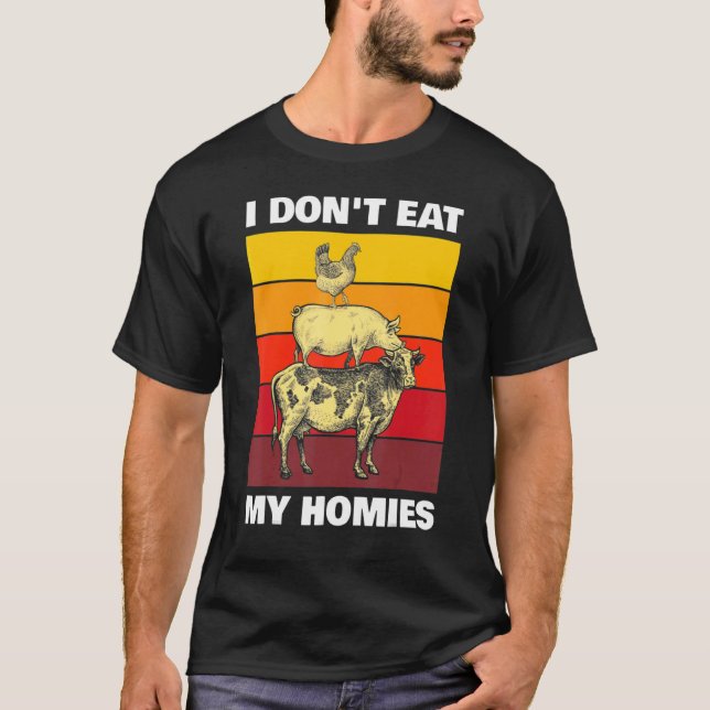 Vegetarier, ich esse meine Heime nicht, lustiger V T-Shirt (Vorderseite)