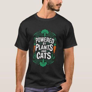 Vegetarier Powered By Pflanzen Und Katzen, Vegane T-Shirt
