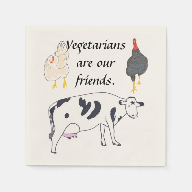 Vegetarier sind unsere Freunde Erntedank Napkins Serviette (Vorderseite)