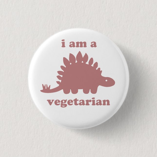 Vegetarier Stegosaurus Dinosaur - Rosa Button (Vorderseite)