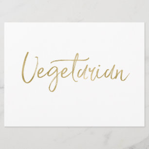 "Vegetarisch" Schild   Stylisch Gold Handlettering Einladung