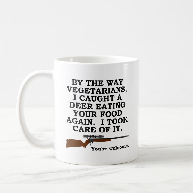 Vegetarische Bevorzugungs-lustige Jagd-Tasse Kaffeetasse (Links)
