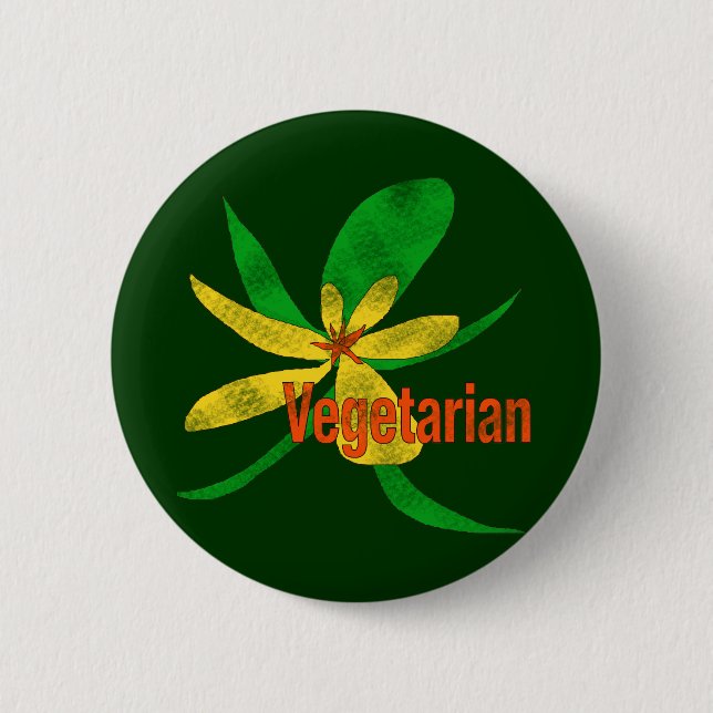Vegetarische Blume Button (Vorderseite)