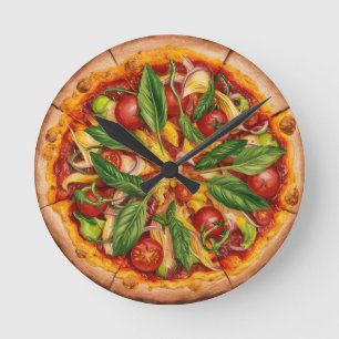 Vegetarische Pizza Runde Wanduhr