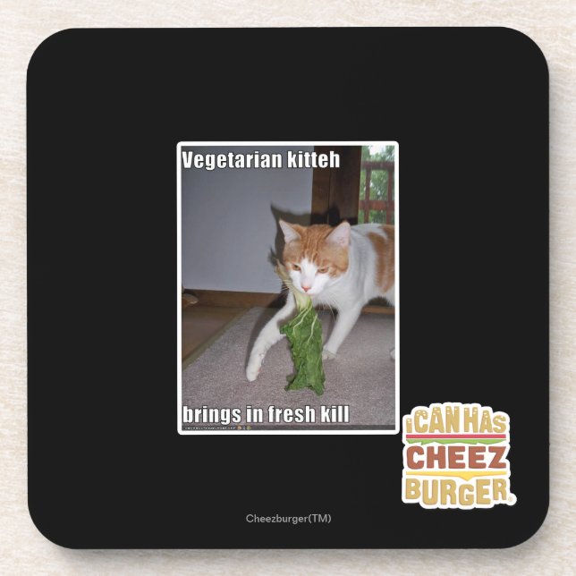 Vegetarischer Kitteh Getränkeuntersetzer (Vorderseite)