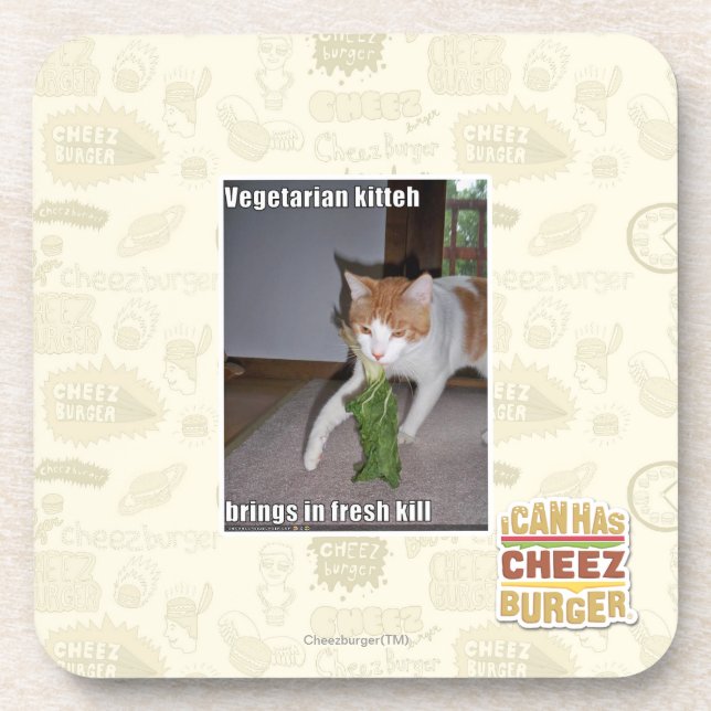 Vegetarischer Kitteh Untersetzer (Vorderseite)