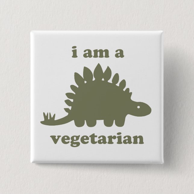 Vegetarischer Stegosaurus-Dinosaurier - Grün Button (Vorderseite)