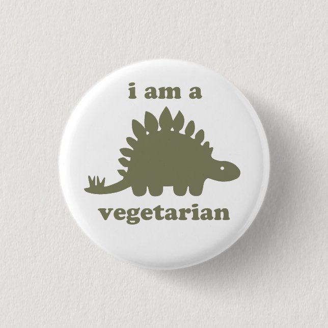 Vegetarischer Stegosaurus-Dinosaurier - Grün Button (Vorderseite)