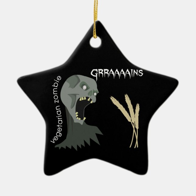 Vegetarischer Zombie will Graaaains! Keramik Ornament (Vorne)