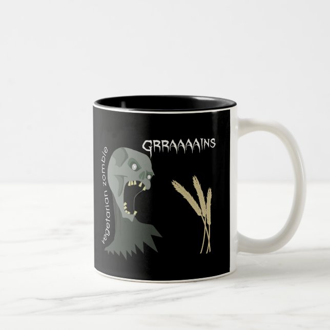 Vegetarischer Zombie will Graaaains! Zweifarbige Tasse (Rechts)
