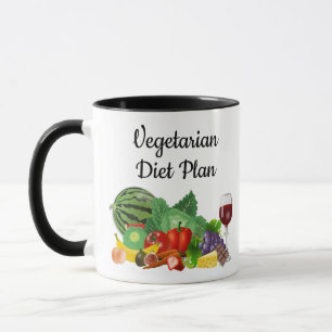 Vegetarisches Diätplan Farbdarstellung Tasse