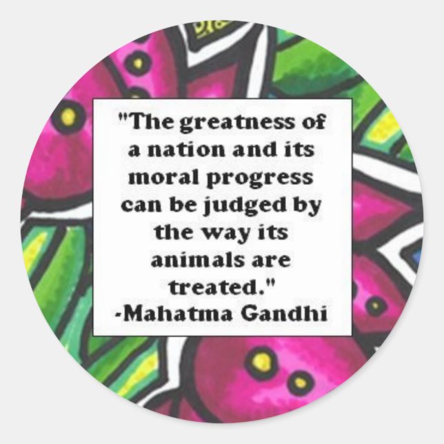 Vegetarisches Zitat Runder Aufkleber (Vorderseite)