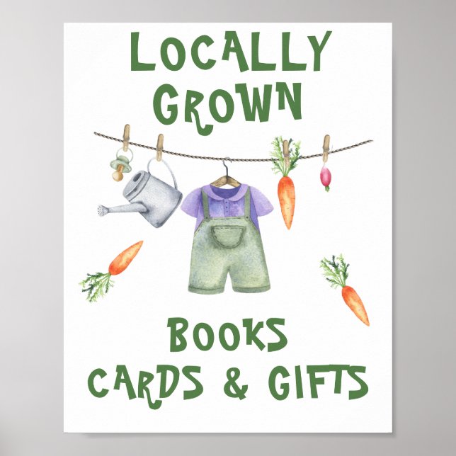 Veggie Babydusche - Bücher, Karten und Geschenke Poster (Vorne)