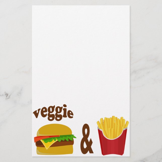 Veggie Burger and Fries Briefpapier (Vorderseite)