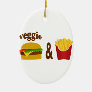 Veggie Burger and Fries Keramikornament
