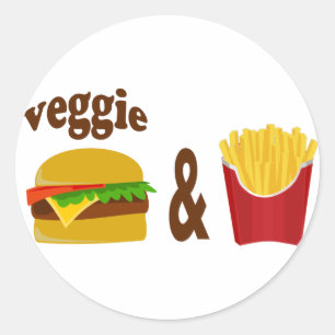 Veggie Burger and Fries Runder Aufkleber