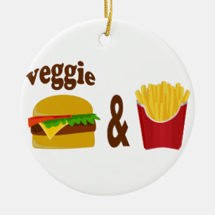 Veggie-Burger und Fischrogen Keramikornament