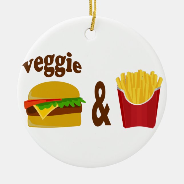 Veggie-Burger und Fischrogen Keramikornament (Vorne)