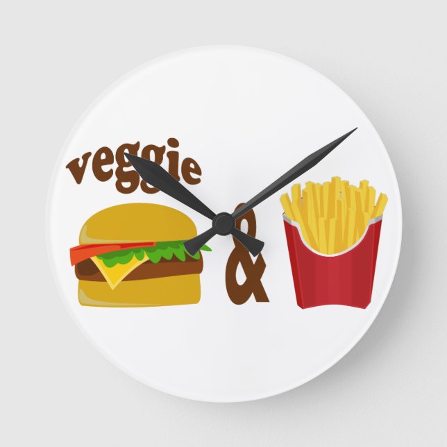 Veggie-Burger und Fischrogen Runde Wanduhr (Vorderseite)