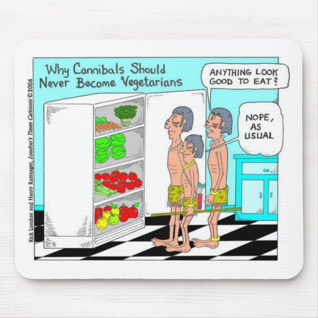 Veggie Cannibals Funny Offbeat Cartoon Geschenke Mousepad (Vorne)