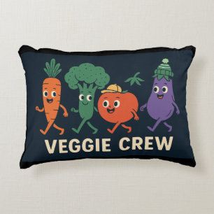 Veggie Crew - Funny Walking Vegetables Illustratio Dekokissen