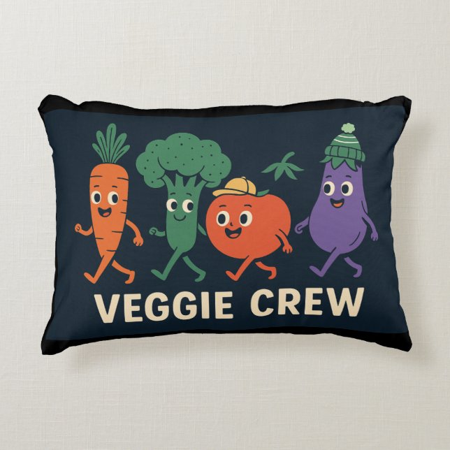 Veggie Crew - Funny Walking Vegetables Illustratio Dekokissen (Vorderseite)