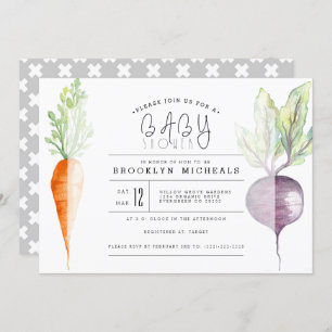 Veggie Duo   Beet & Carrot Watercolor Babydusche Einladung