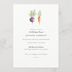 Veggie Duo Watercolor Geburtstagsparty Einladung