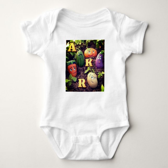 Veggie Friends Adventure Baby Bodysuit. Baby Strampler (Vorderseite)