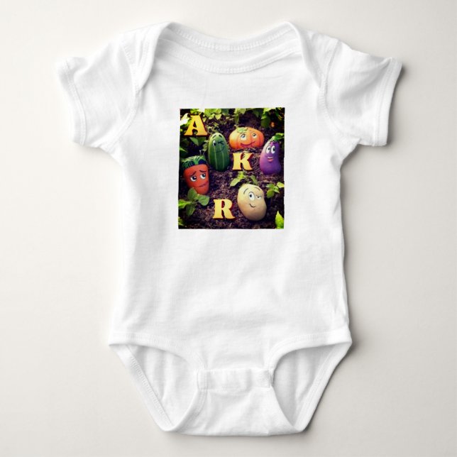 Veggie Friends Adventure Baby Bodysuit. Strampler (Vorderseite)