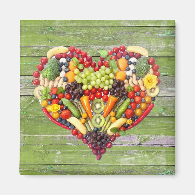 Veggie Liebe Veganes Herz Magnet (Vorne)