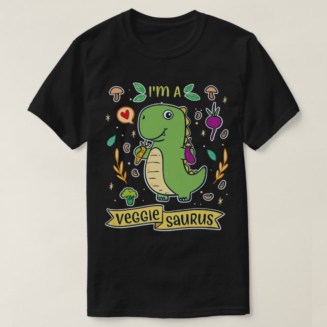 Veggie Meatless Pflanze Power Saurus T-Shirt (Design vorne)
