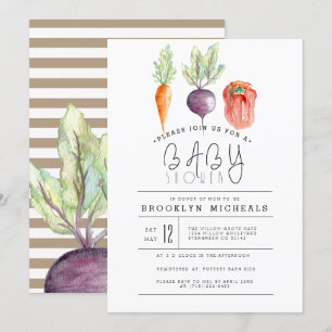 Veggie Patch Wasserfarben-Babydusche Einladung