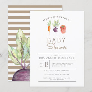 Veggie Patch Wasserfarben-Babydusche Einladung
