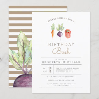 Veggie Patch | Watercolor Birthday Bash Einladung