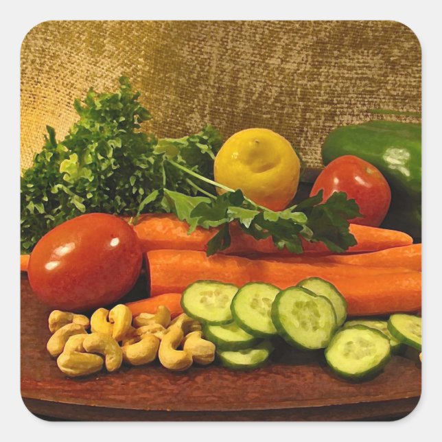 Veggie Salad Plate Quadratischer Aufkleber (Vorderseite)