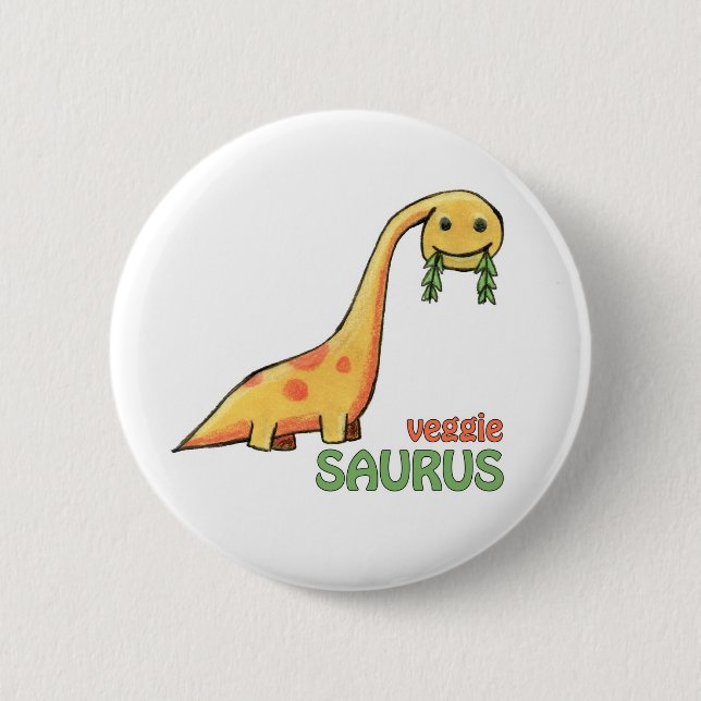 Veggie Saurus Knopf Button (Vorderseite)